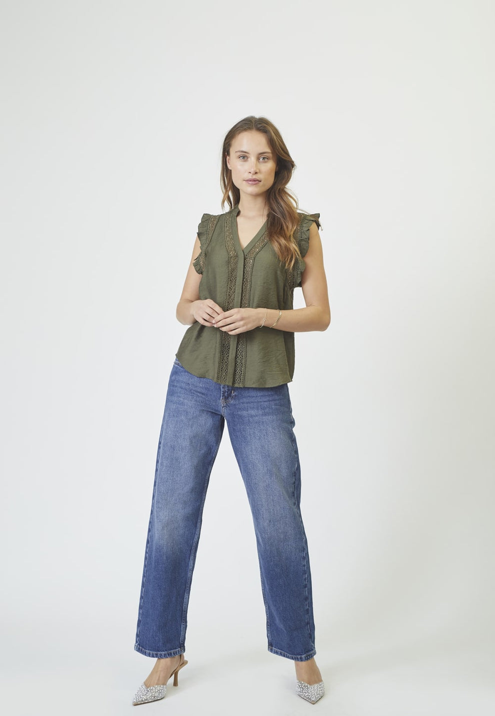 Co´Couture W Caryn Frill Top Army