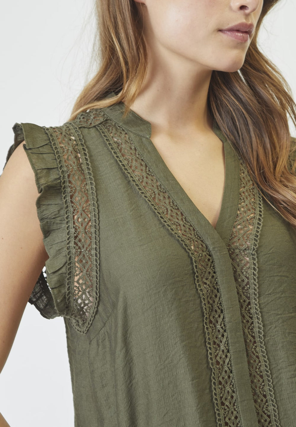 Co´Couture W Caryn Frill Top Army