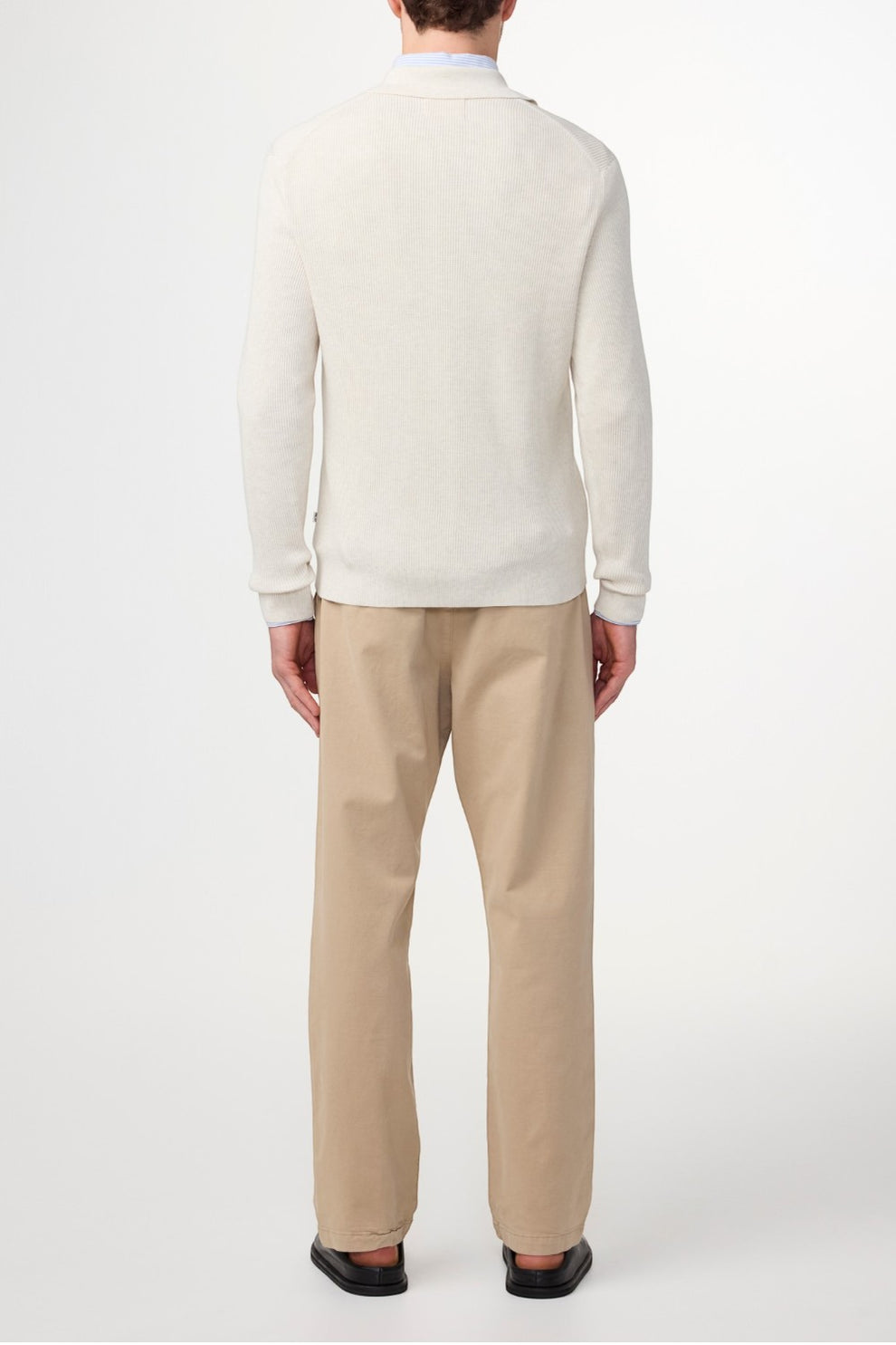 NN07 Hansie LS Zip 6600 Langærmet Polo Ivory