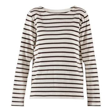 Blue Sportswear Donna Striped Blouse Ecru W/Chocolate