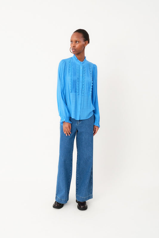 Lollys Laundry W Ariel Long Sleeve Shirt Neon Blue