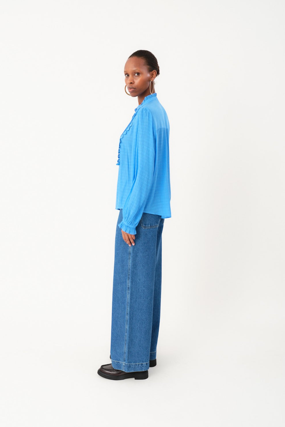 Lollys Laundry W Ariel Long Sleeve Shirt Neon Blue