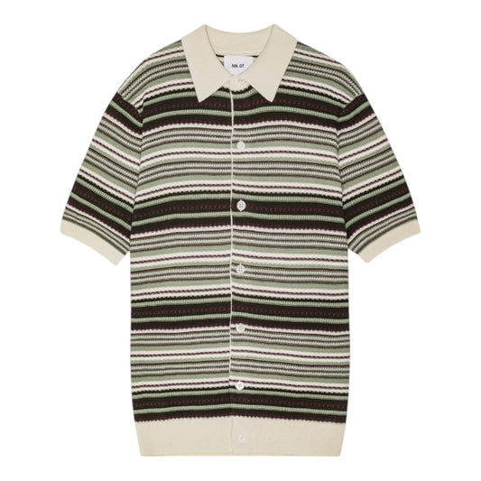NN07 Nolan Polo Cardigan 6686 Green Stripe