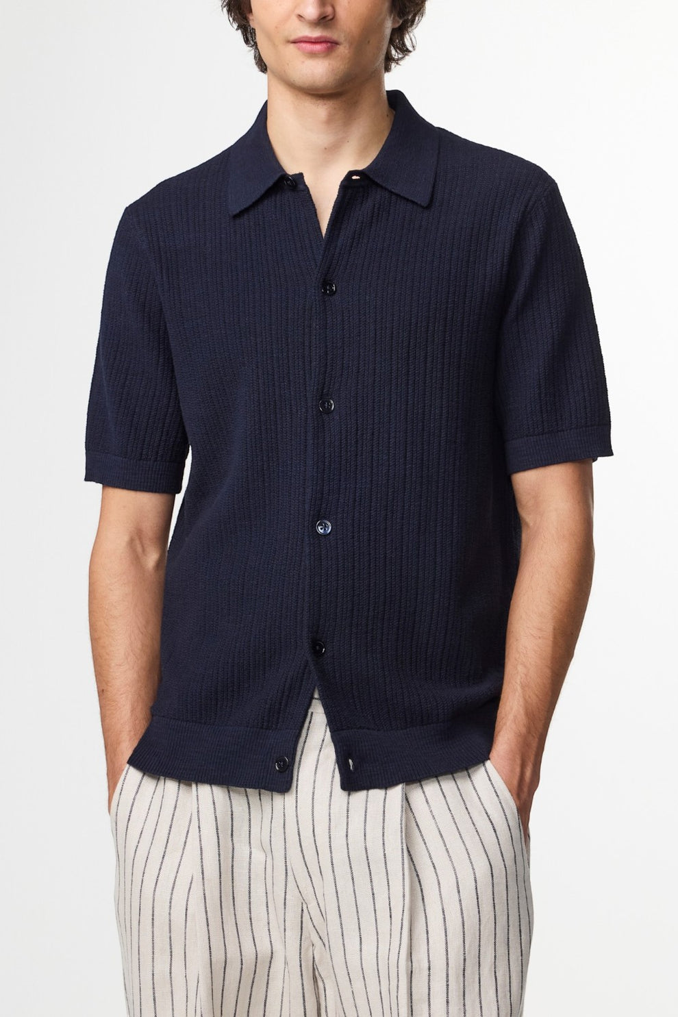 NN07 Nolan Polo Cardigan 6695 Navy Blue