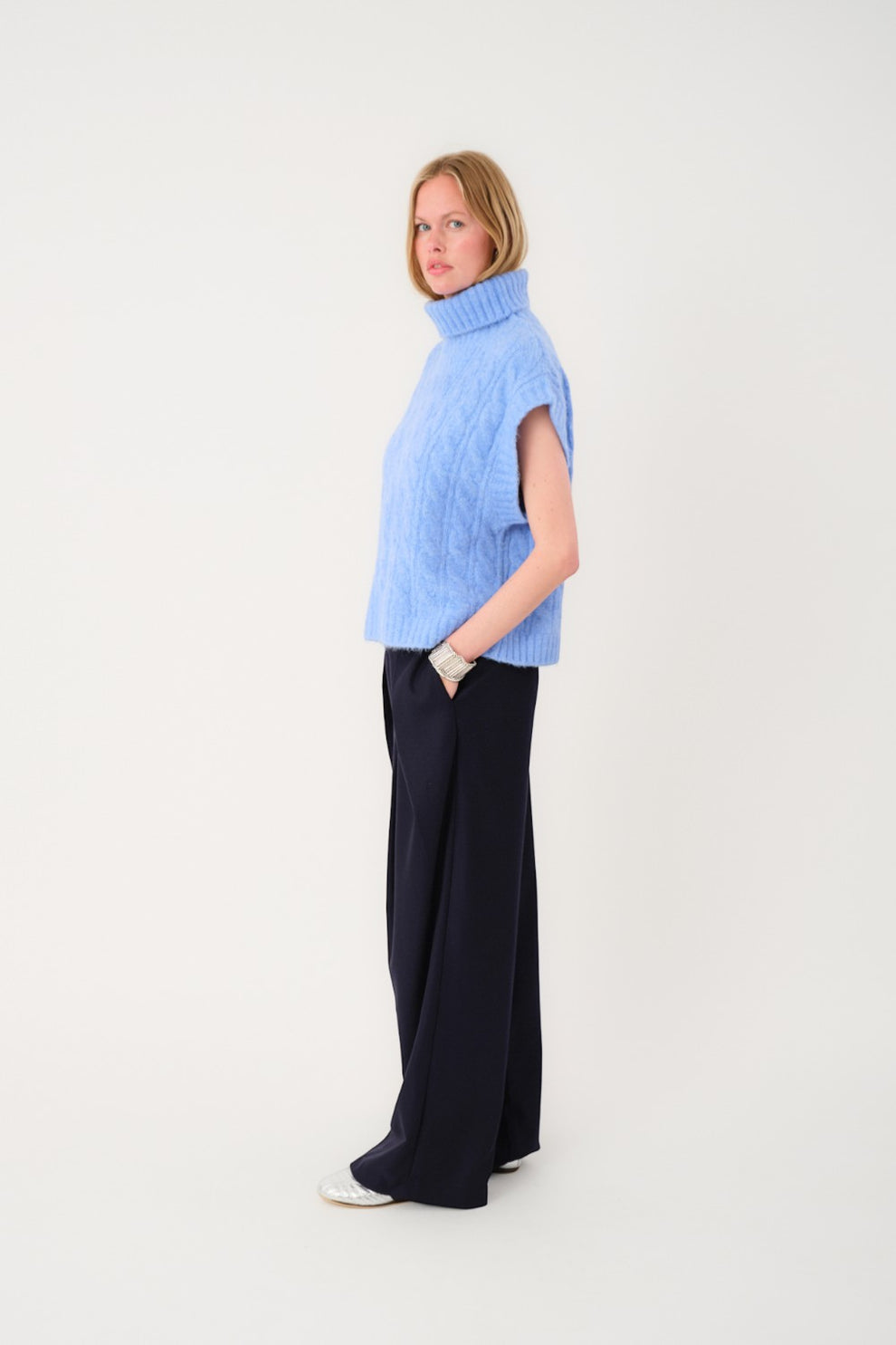 Lollys Laundry W Fresnoll Knit Vest Sl Blue