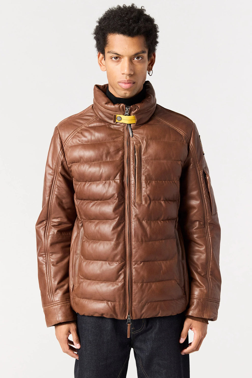 Parajumpers M Ernie Padded Læderjakke Chestnut