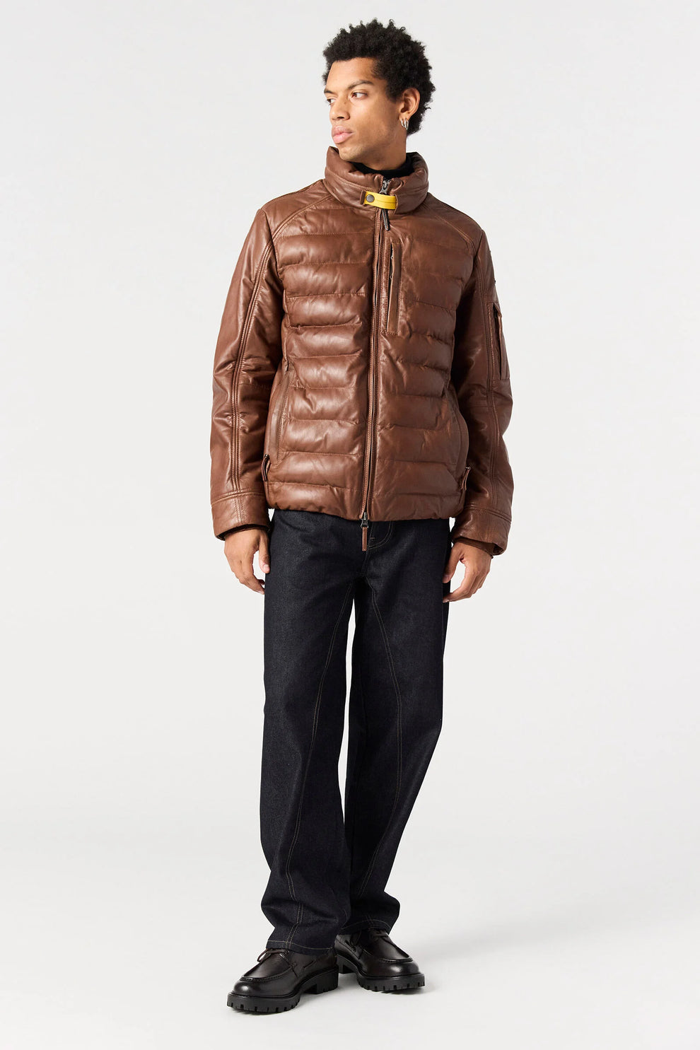 Parajumpers M Ernie Padded Læderjakke Chestnut