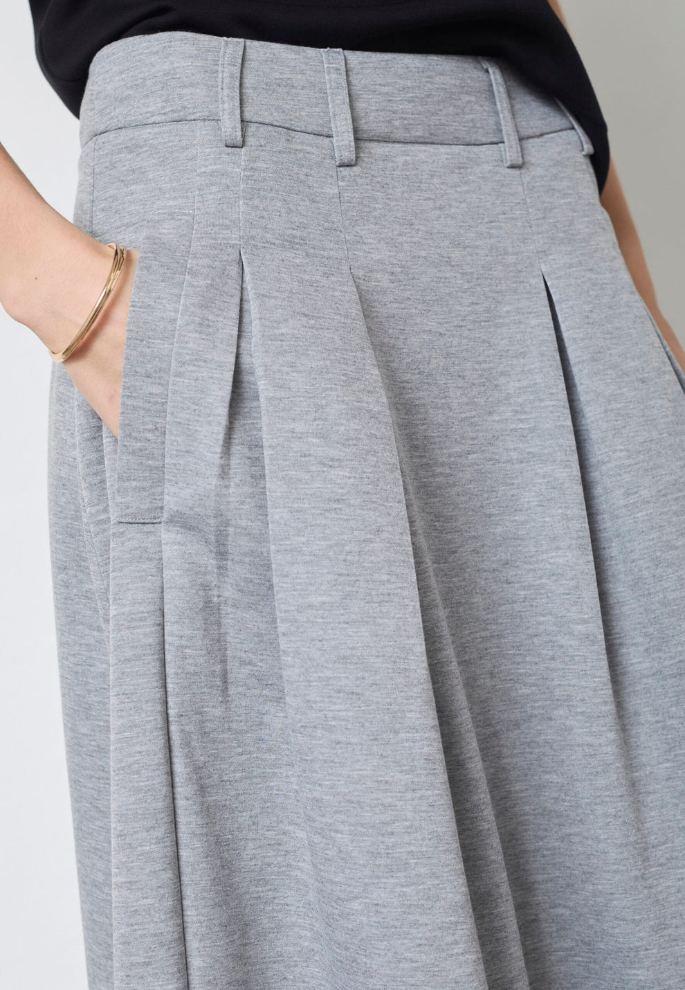 Co´Couture Lancecc Pleat Skirt Grey Melange