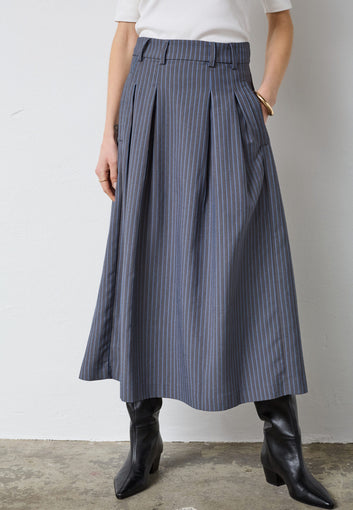 Co´Couture Salviecc Anya Pleat Skirt Denim Blue