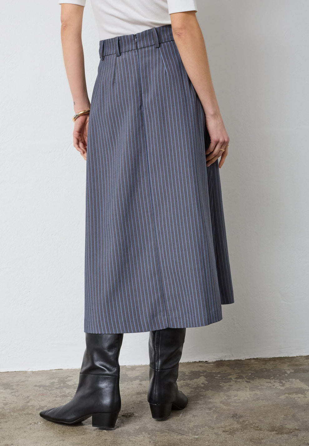 Co´Couture Salviecc Anya Pleat Skirt Denim Blue