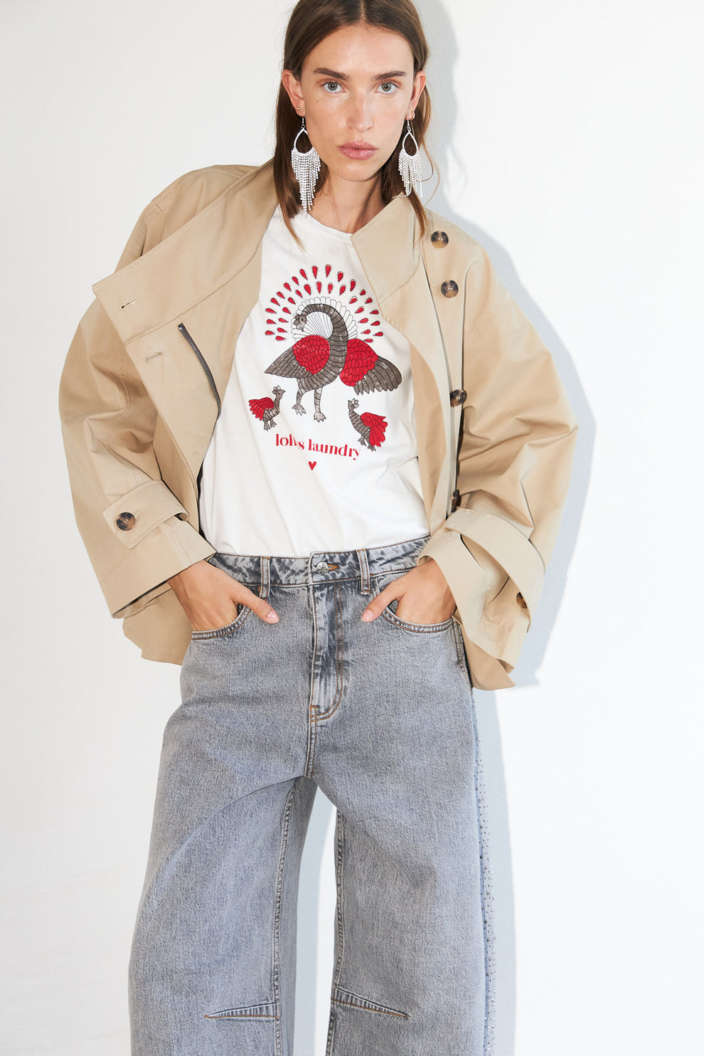 Lollys Laundry W Romall Peacock Tee Ss White