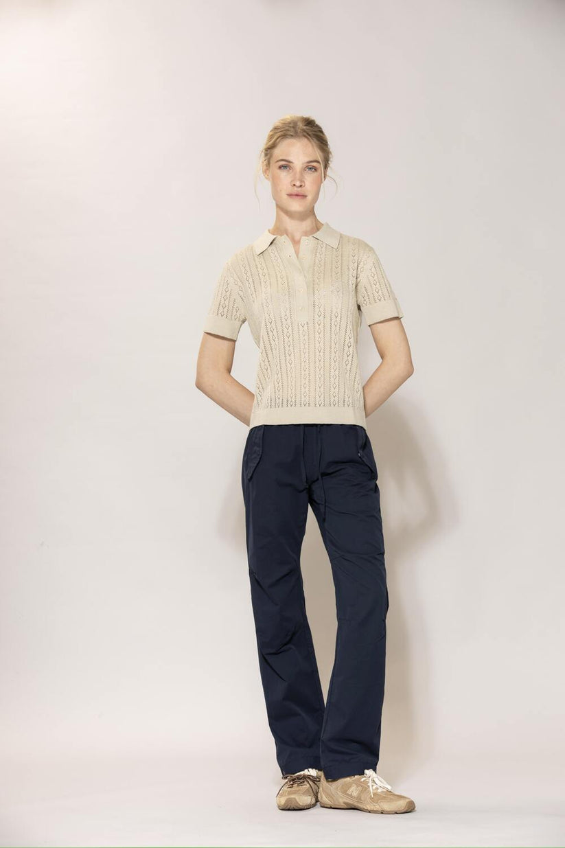 Blue Sportswear Lina Linen Polo Tee Chalk-Melange