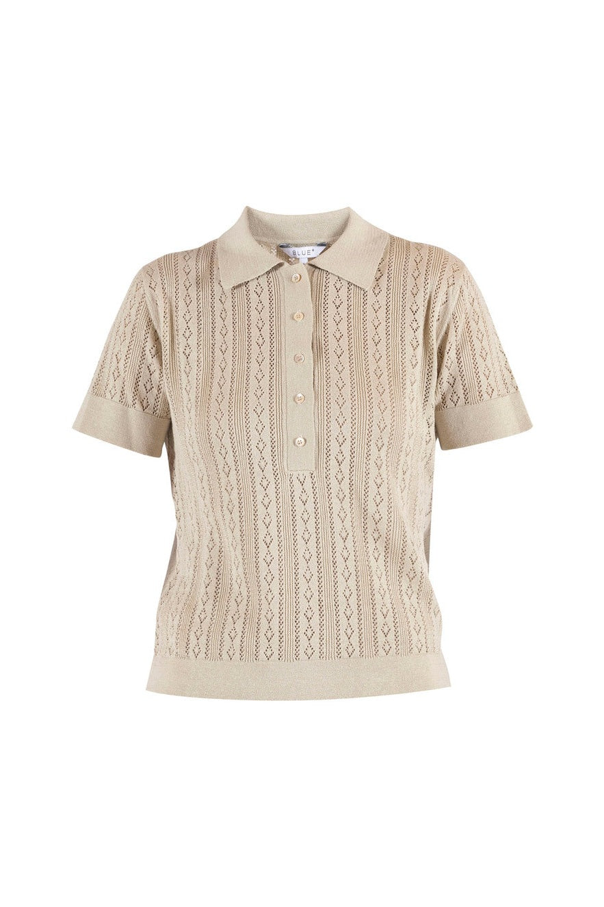 Blue Sportswear Lina Linen Polo Tee Chalk-Melange