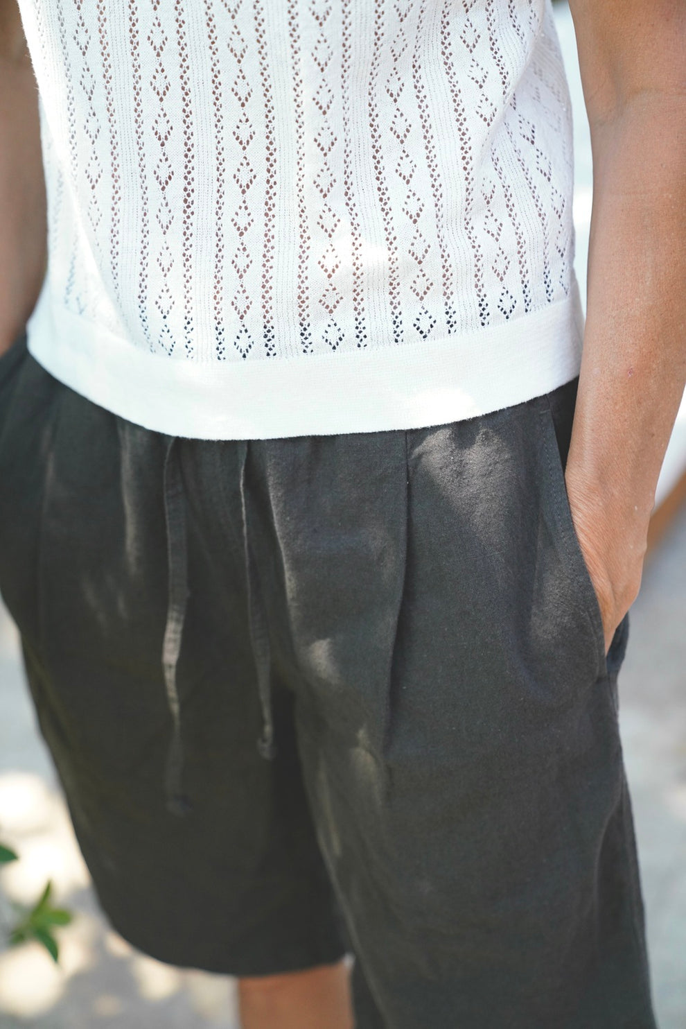 Blue Sportswear Lina Linen Polo Tee White