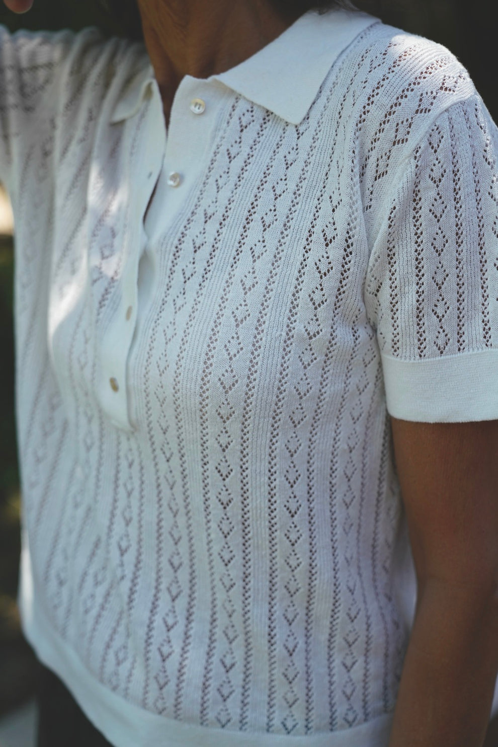 Blue Sportswear Lina Linen Polo Tee White
