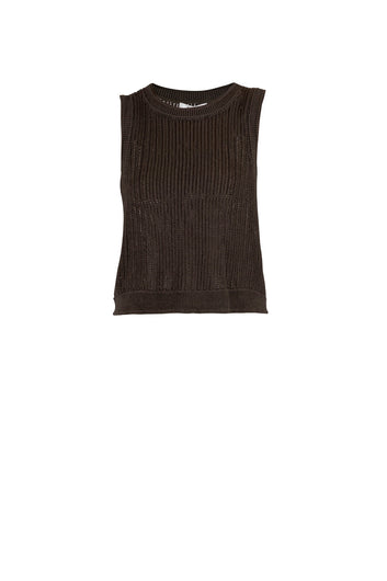 Blue Sportswear Line Linen Knit Top Coffee