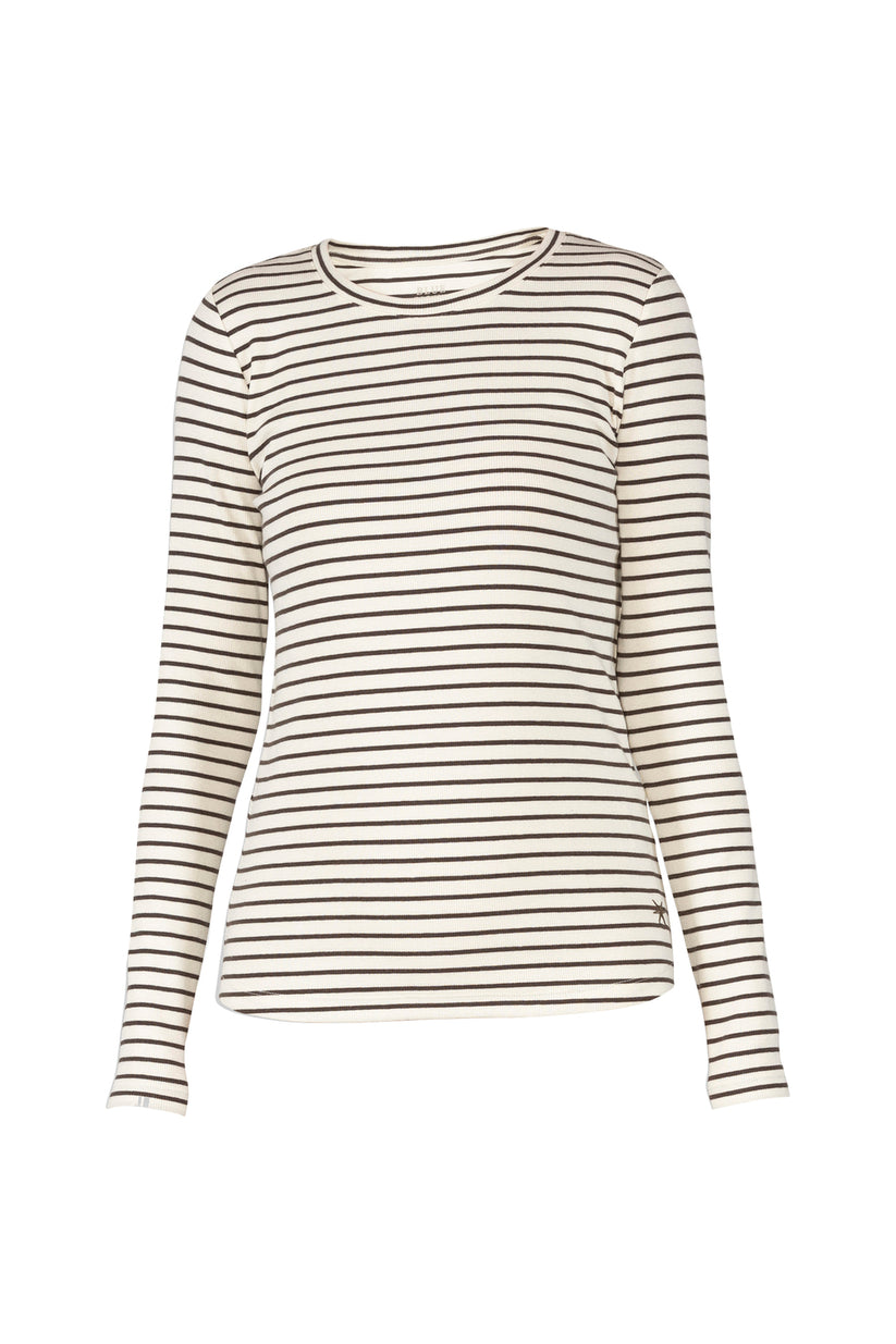 Blue Sportswear Ditte Striped Ls Rib Tee Cream W/Coffee