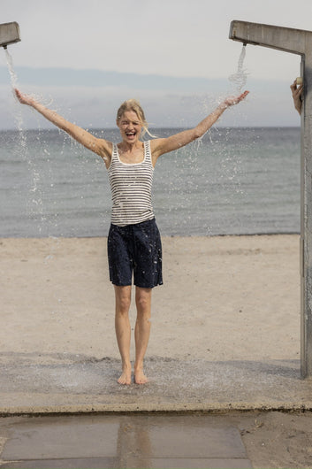Blue Sportswear W Annamay Striped Top Ecru W/New Navy