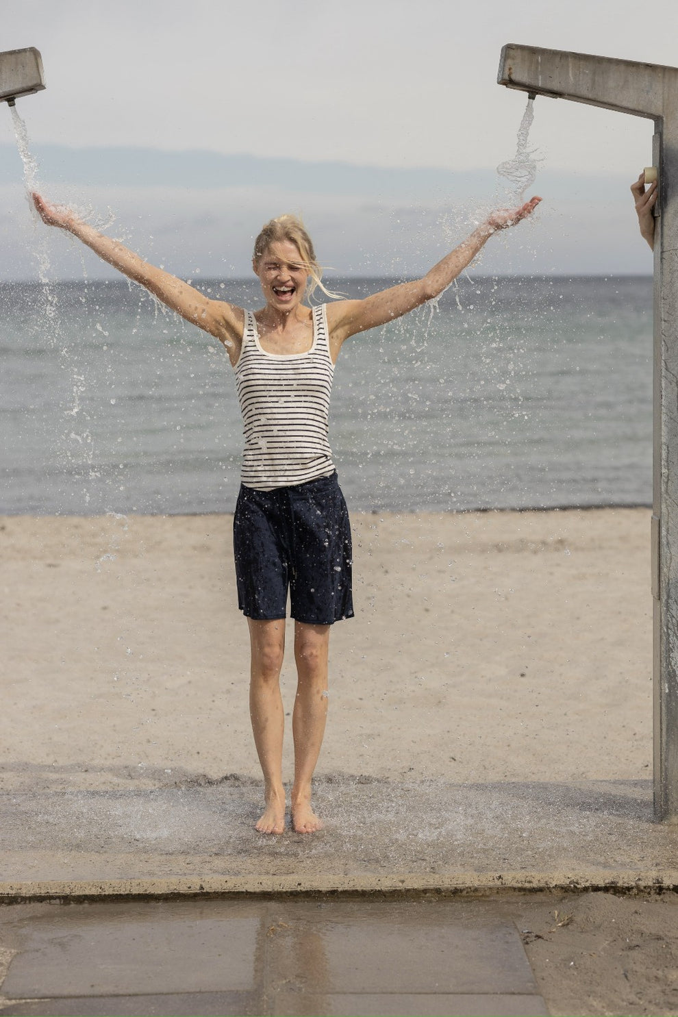 Blue Sportswear W Annamay Striped Top Ecru W/New Navy