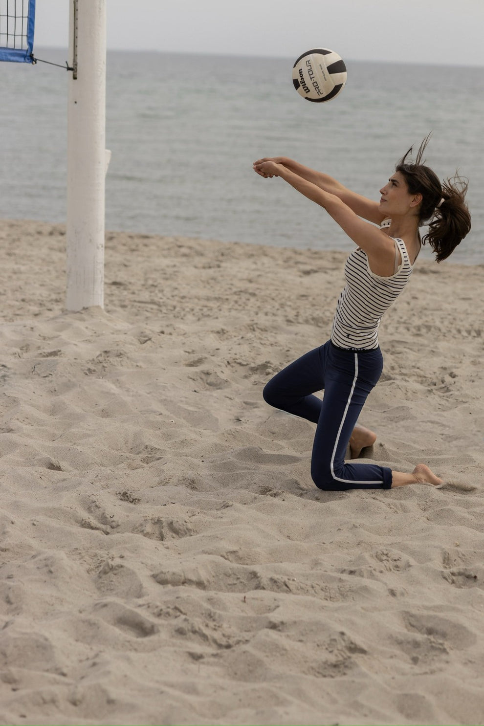Blue Sportswear W Annamay Striped Top Ecru W/New Navy