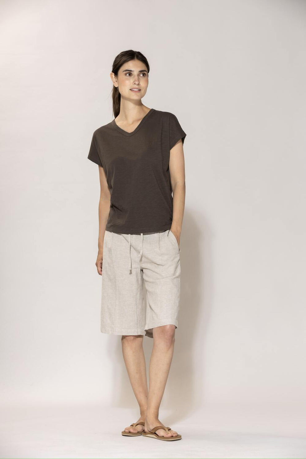 Blue Sportswear Lisamarie Linen Bermudas Chalk-Melange
