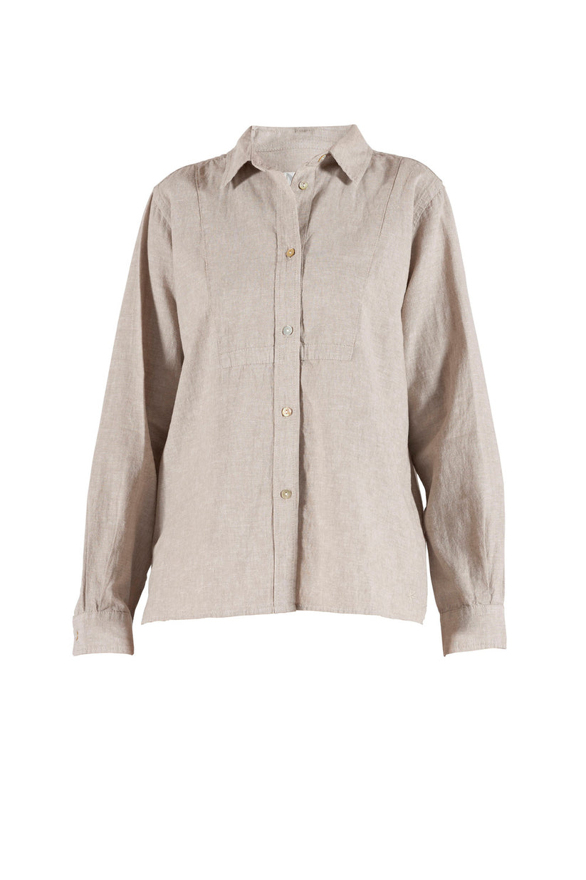 Blue Sportswear Liva Linen Shirt Chalk-Melange