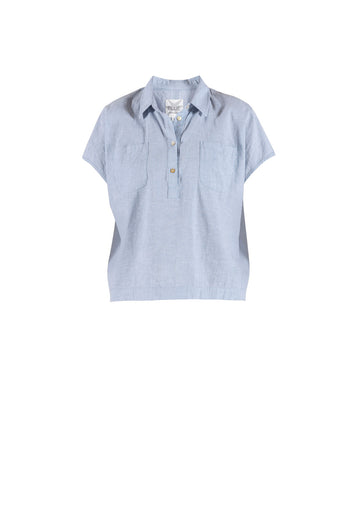 Blue Sportswear Lisbeth Short Linen Shirt Heaven-Melange