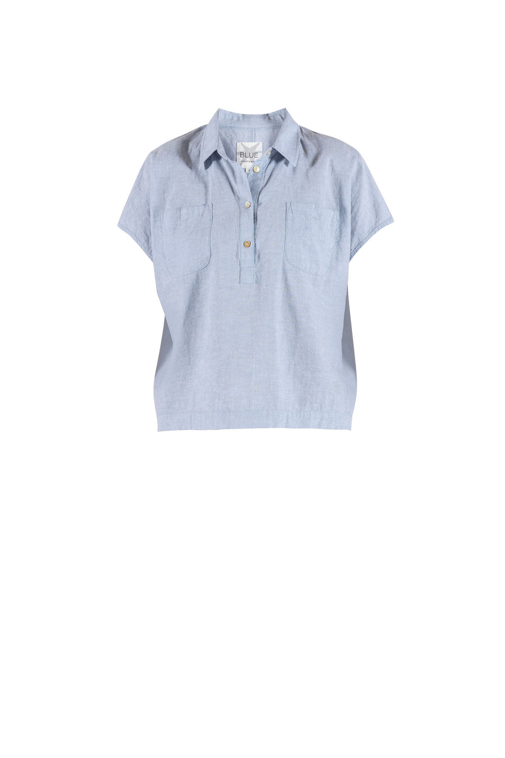 Blue Sportswear Lisbeth Short Linen Shirt Heaven-Melange