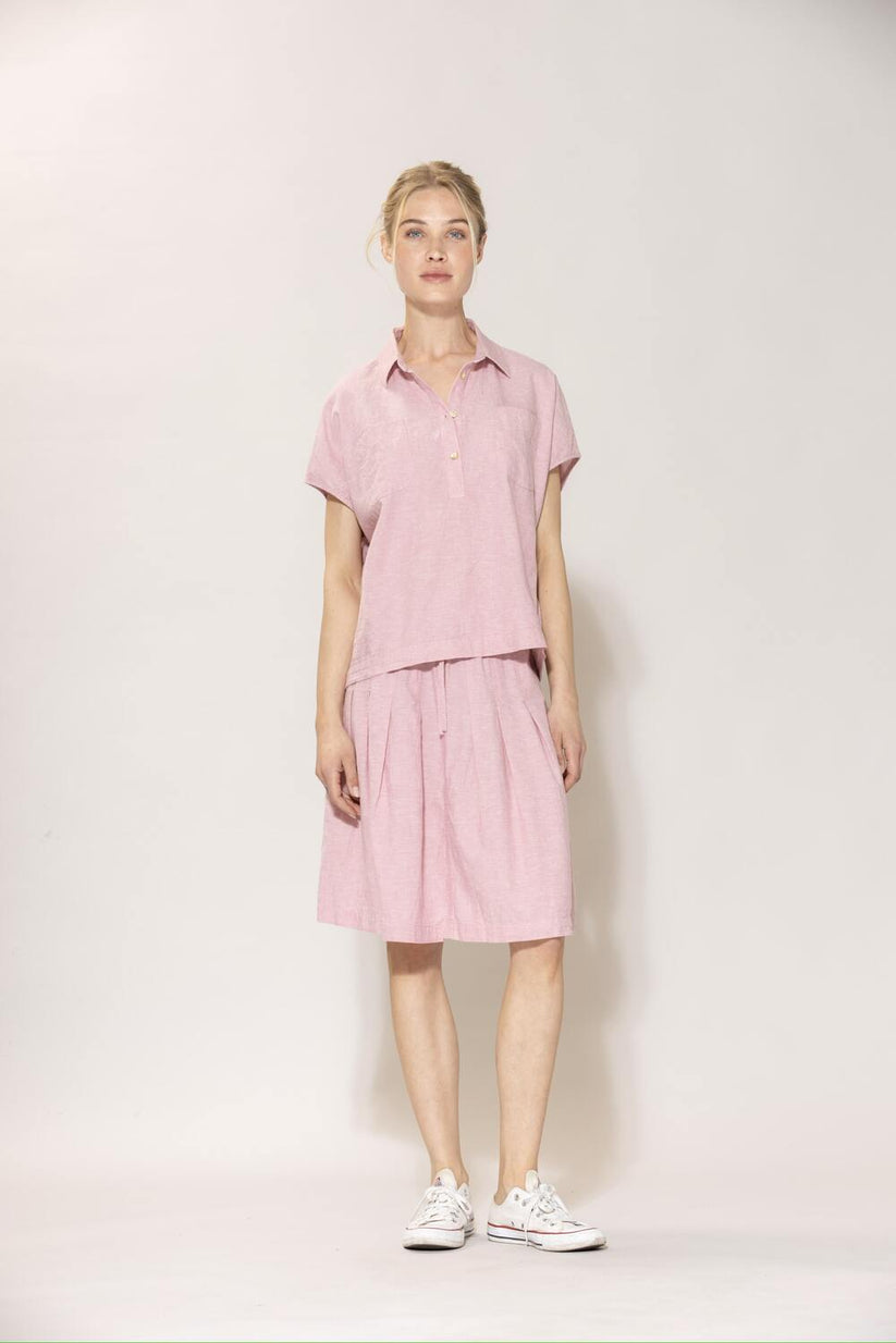 Blue Sportswear Lisbeth Short Linen Shirt Soft Pink Melange
