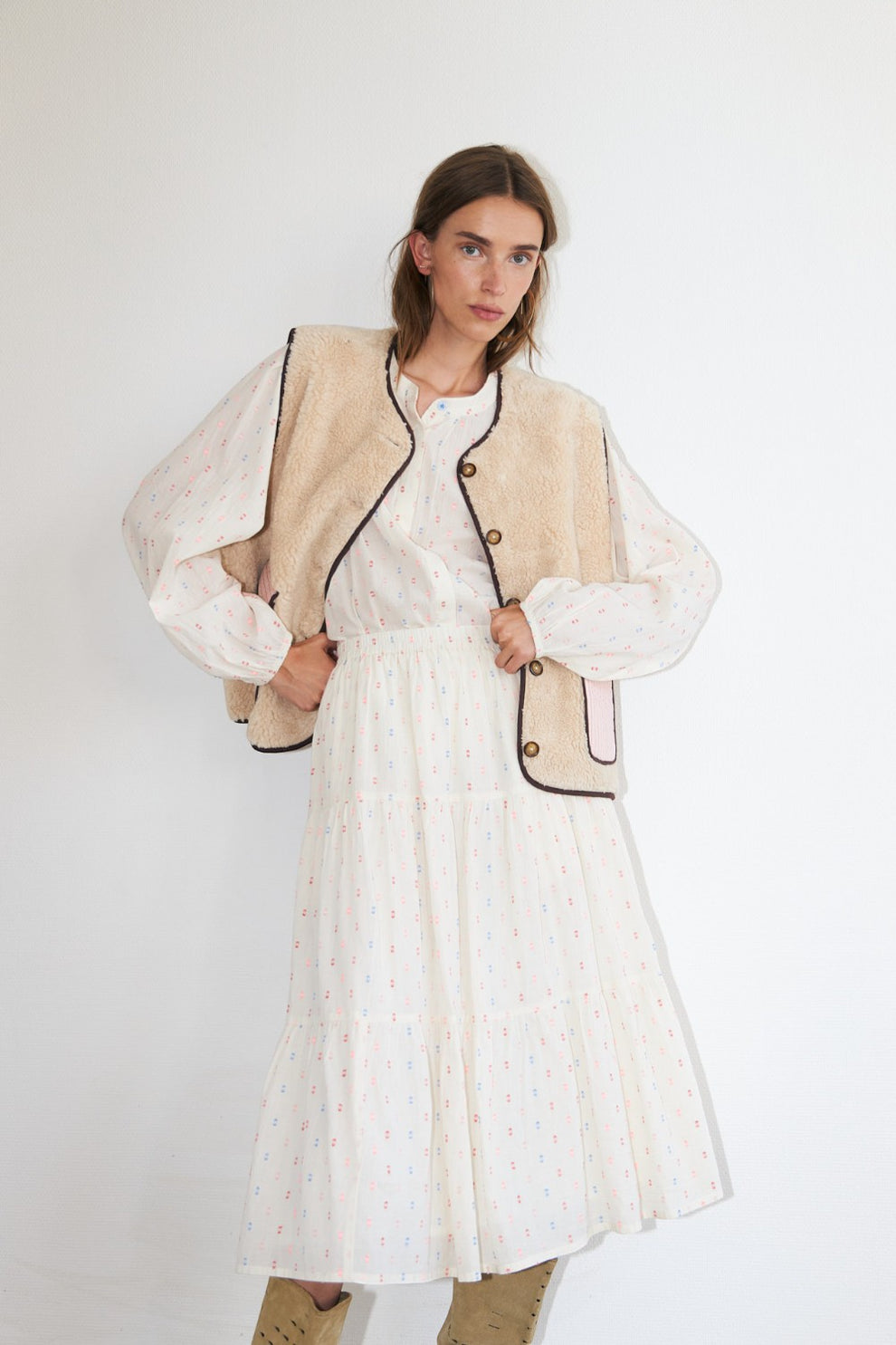 Lollys Laundry W Jacell Love Vest Sl Beige