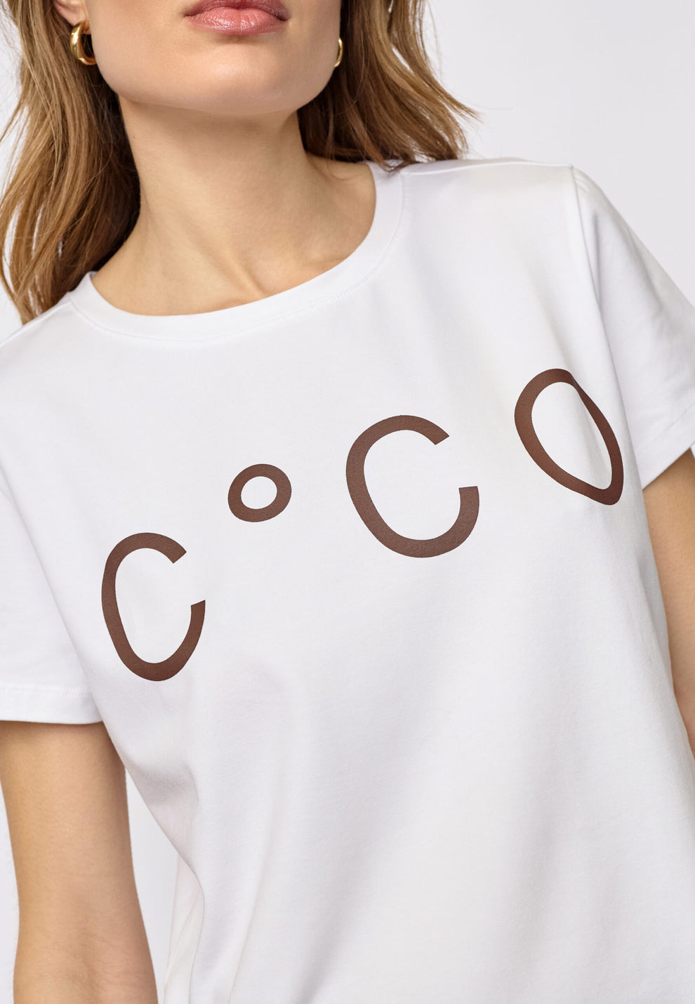 Co´Couture Signaturecc New Tee White/Darkbrown