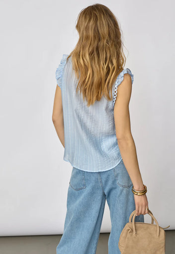 Co´Couture Reggiecc Frill Top Pale Blue