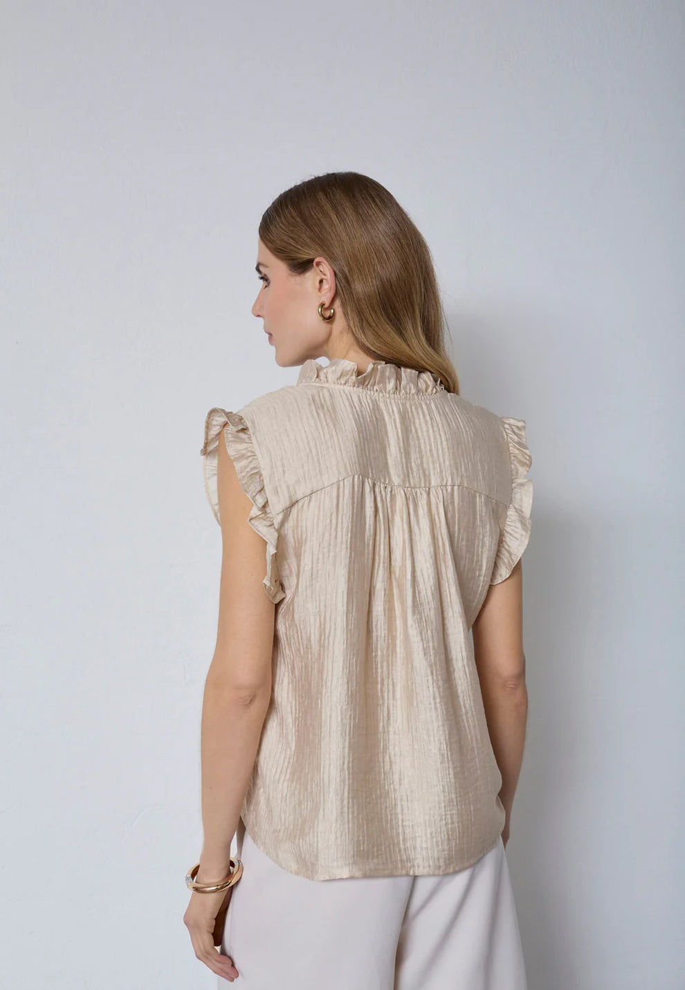 Co´Couture Tassycc Frill Top Bisquit