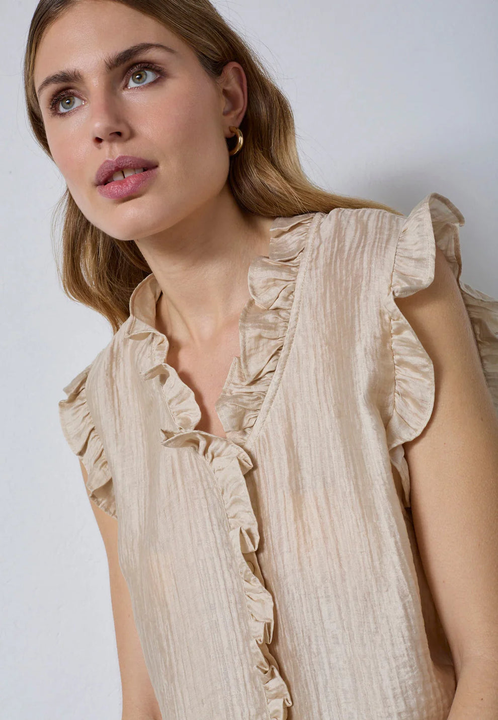 Co´Couture Tassycc Frill Top Bisquit