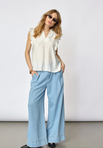 Co´Couture Heracc Frill Ss V-Top White