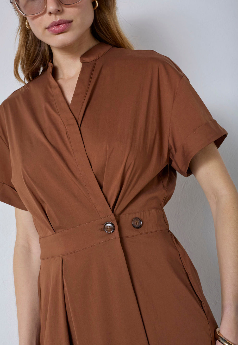 Co´Couture Elaracc Wrap Ss Dress Suntan