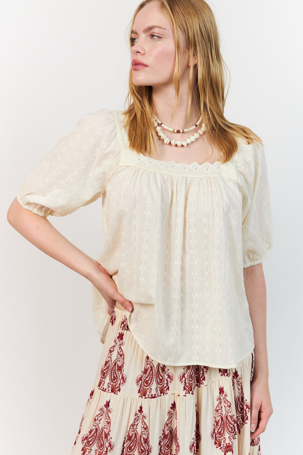 Lollys Laundry W Sashall Bluse Creme