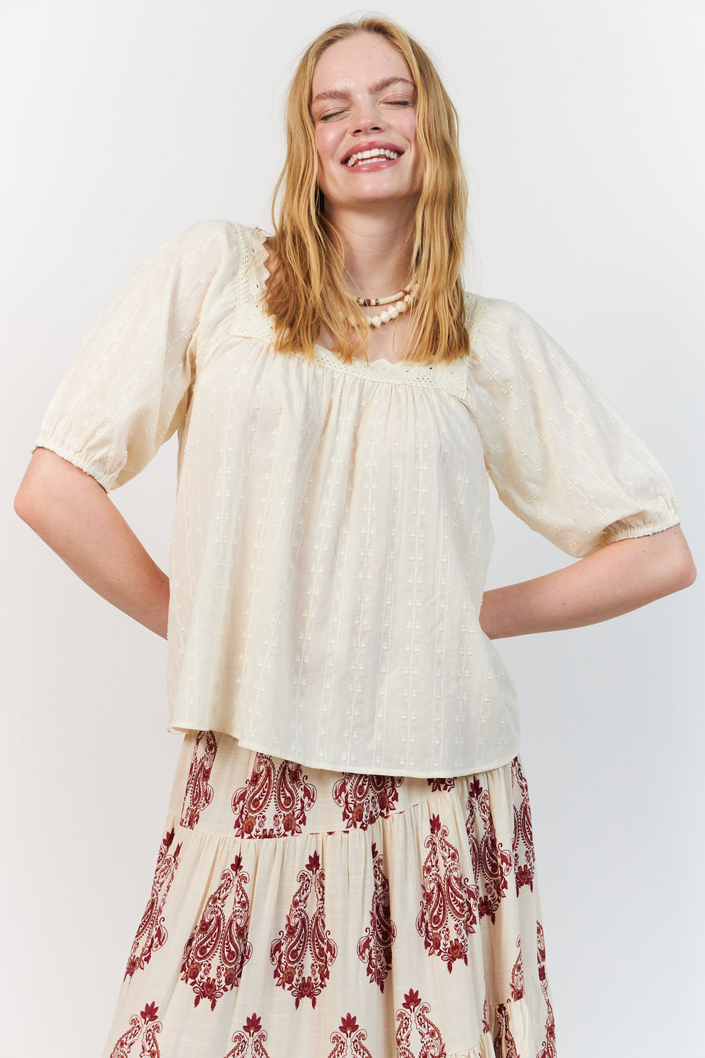 Lollys Laundry W Sashall Bluse Creme