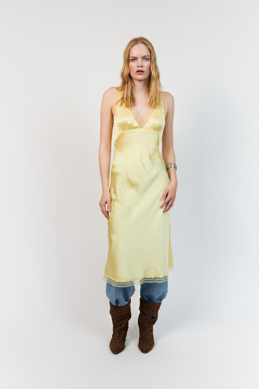 Lollys Laundry W Clarill Midi Kjole Light Yellow
