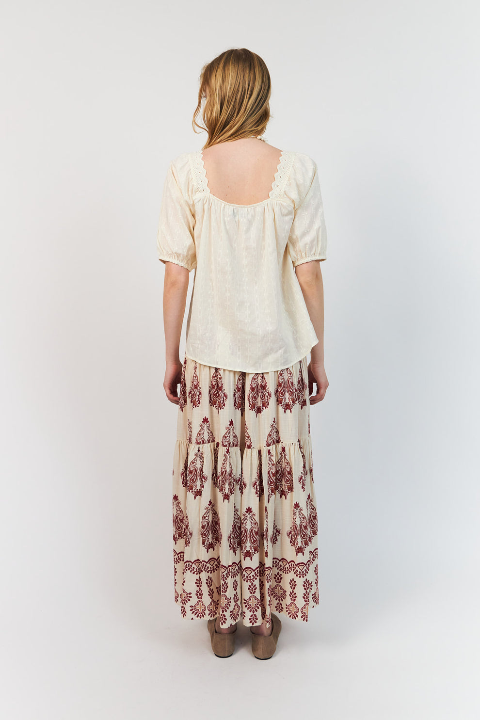 Lollys Laundry W Sunsetll Maxi Nederdel Creme