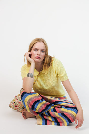 Lollys Laundry W Alaiall Polo Knit Neon Yellow