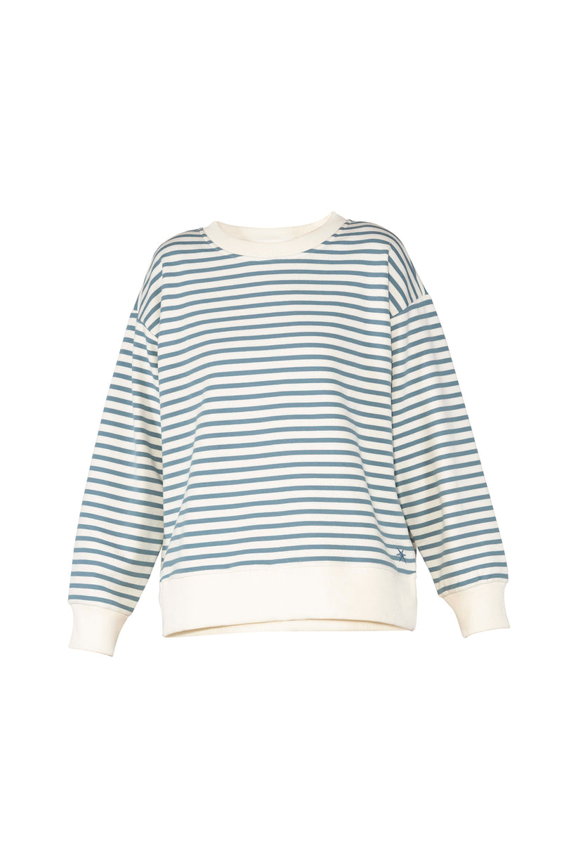 Blue Sportswear Nanna Striped Sweat Cream W/Dusk Blue