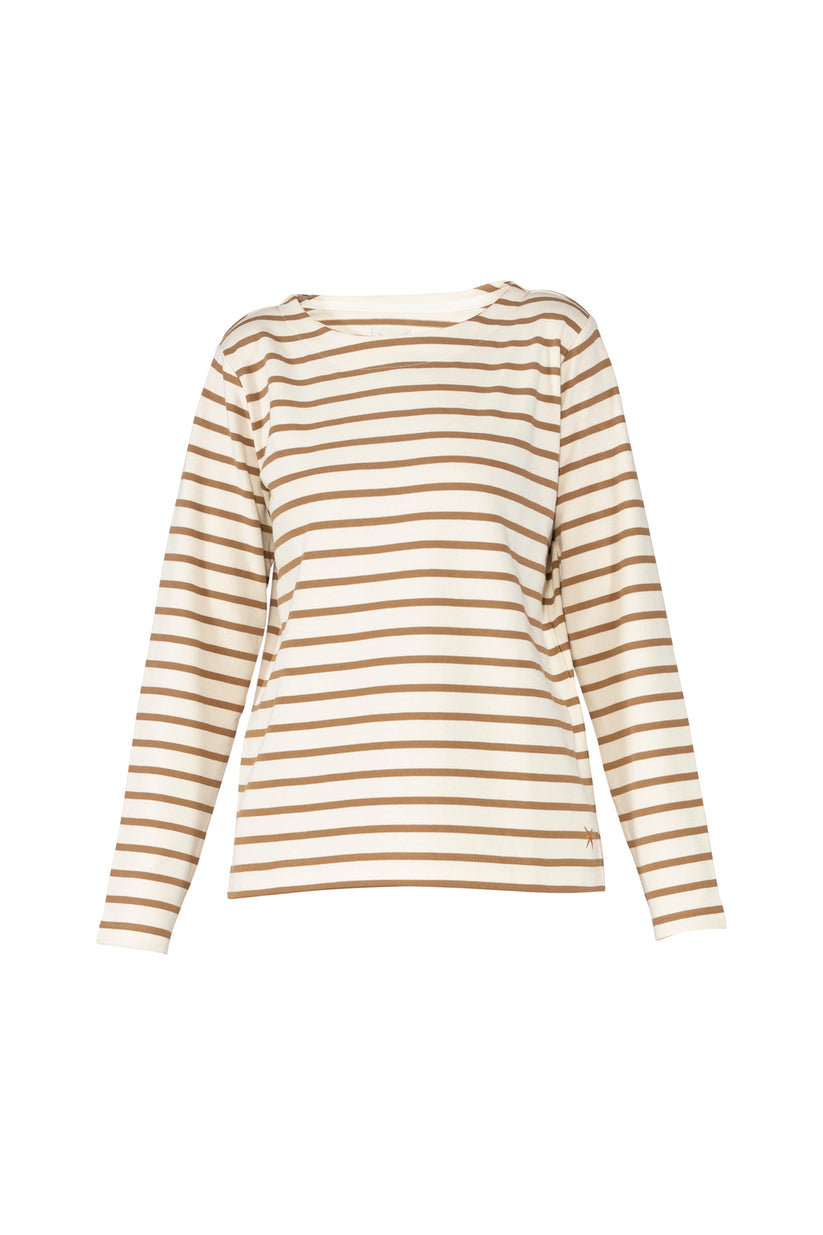 Blue Sportswear Donna Ls Striped Blouse Cream W/Walnut