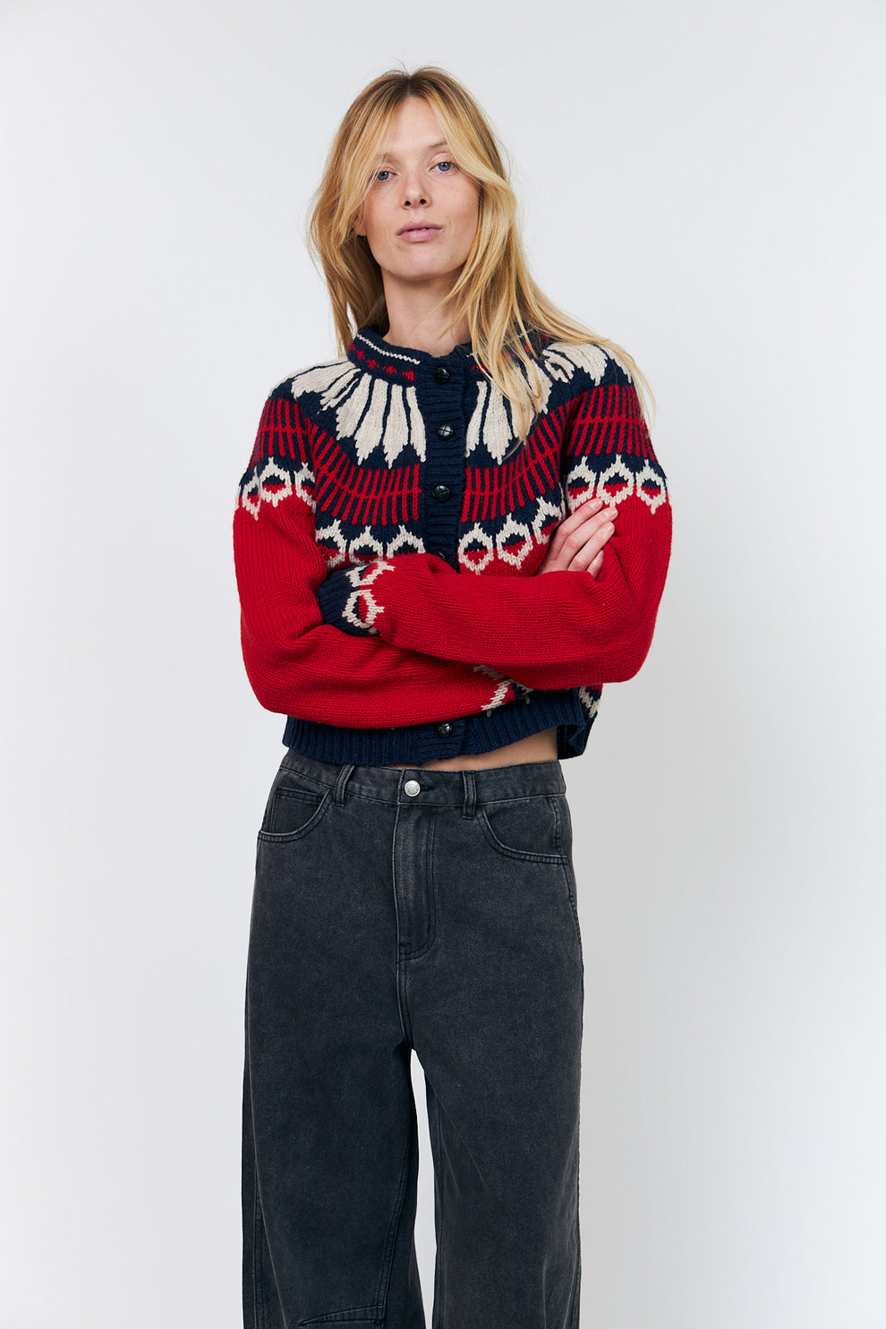 Lollys Laundry W Clarell Knit Cardigan Red