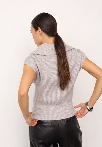 Co´Couture Rowcc Zip Knit Vest Grey Melange