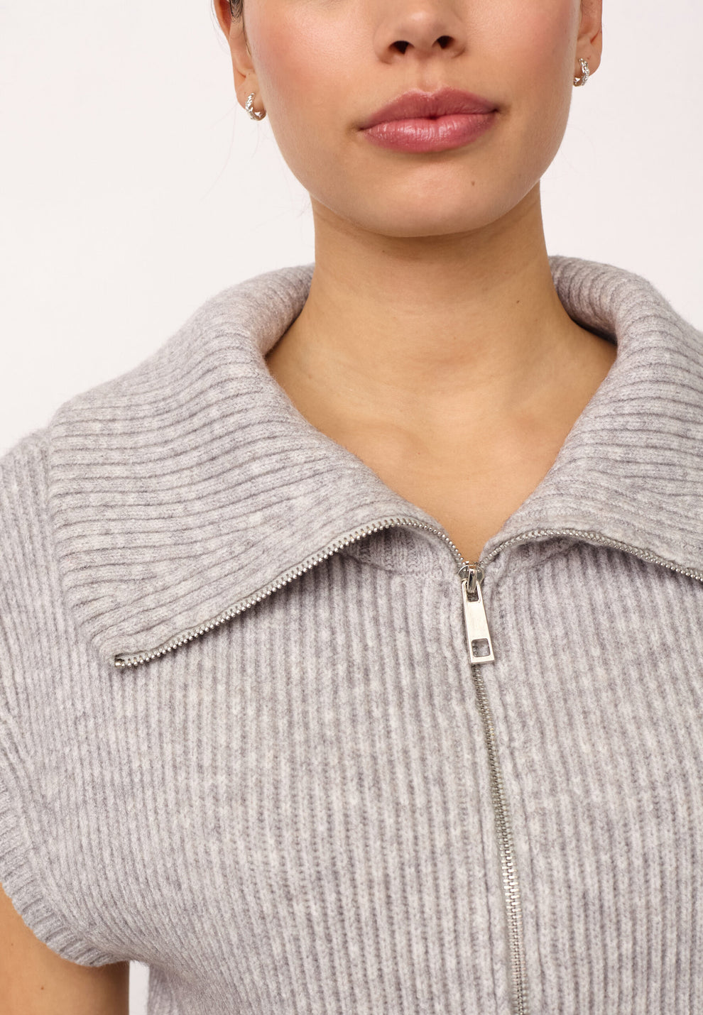 Co´Couture Rowcc Zip Knit Vest Grey Melange