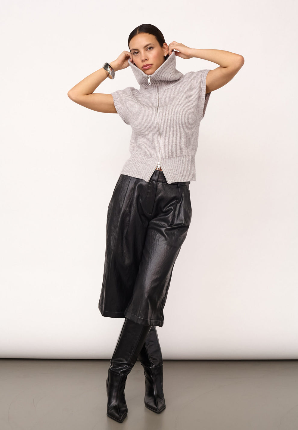 Co´Couture Rowcc Zip Knit Vest Grey Melange