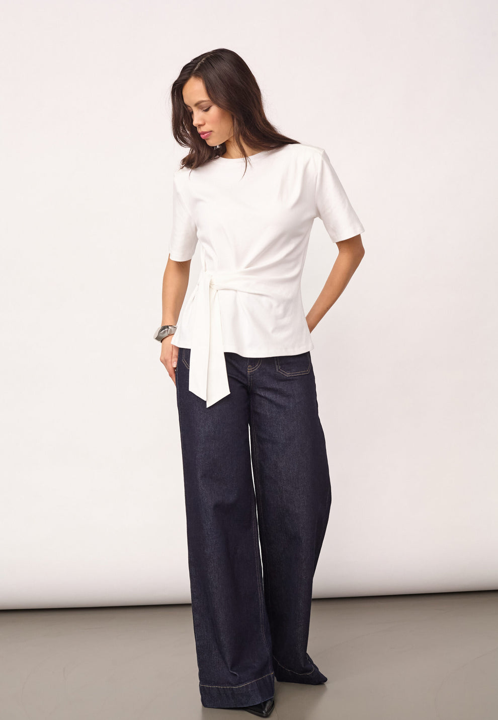 Co´Couture Orianecc Pleat Tie Tee White