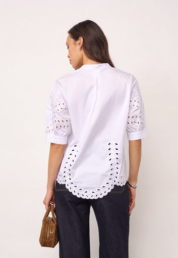 Co´Couture W PoppyCc Emb V-Shirt White