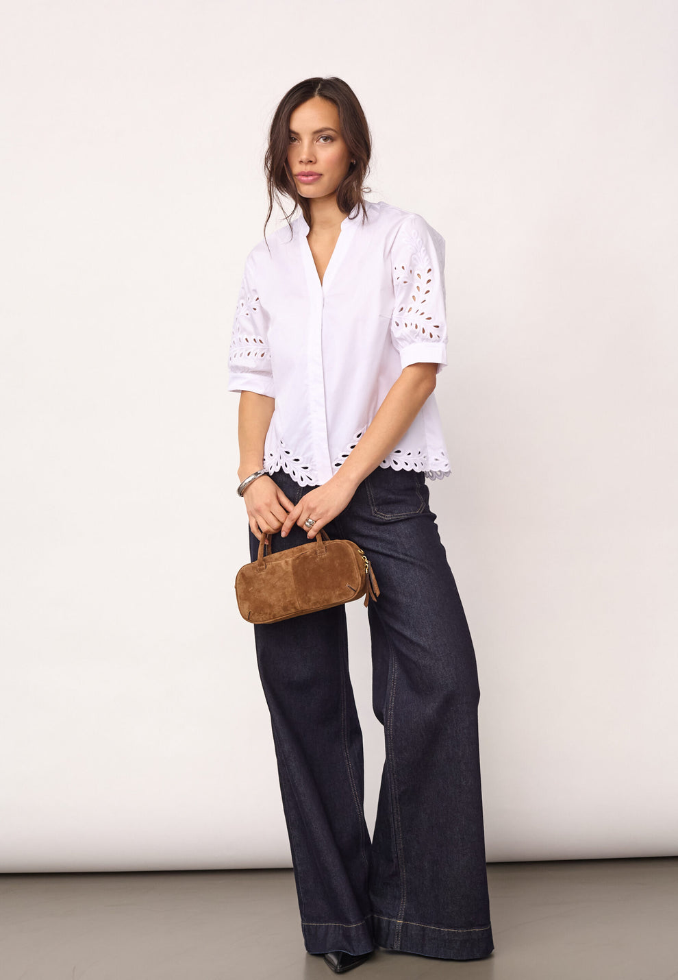 Co´Couture W PoppyCc Emb V-Shirt White